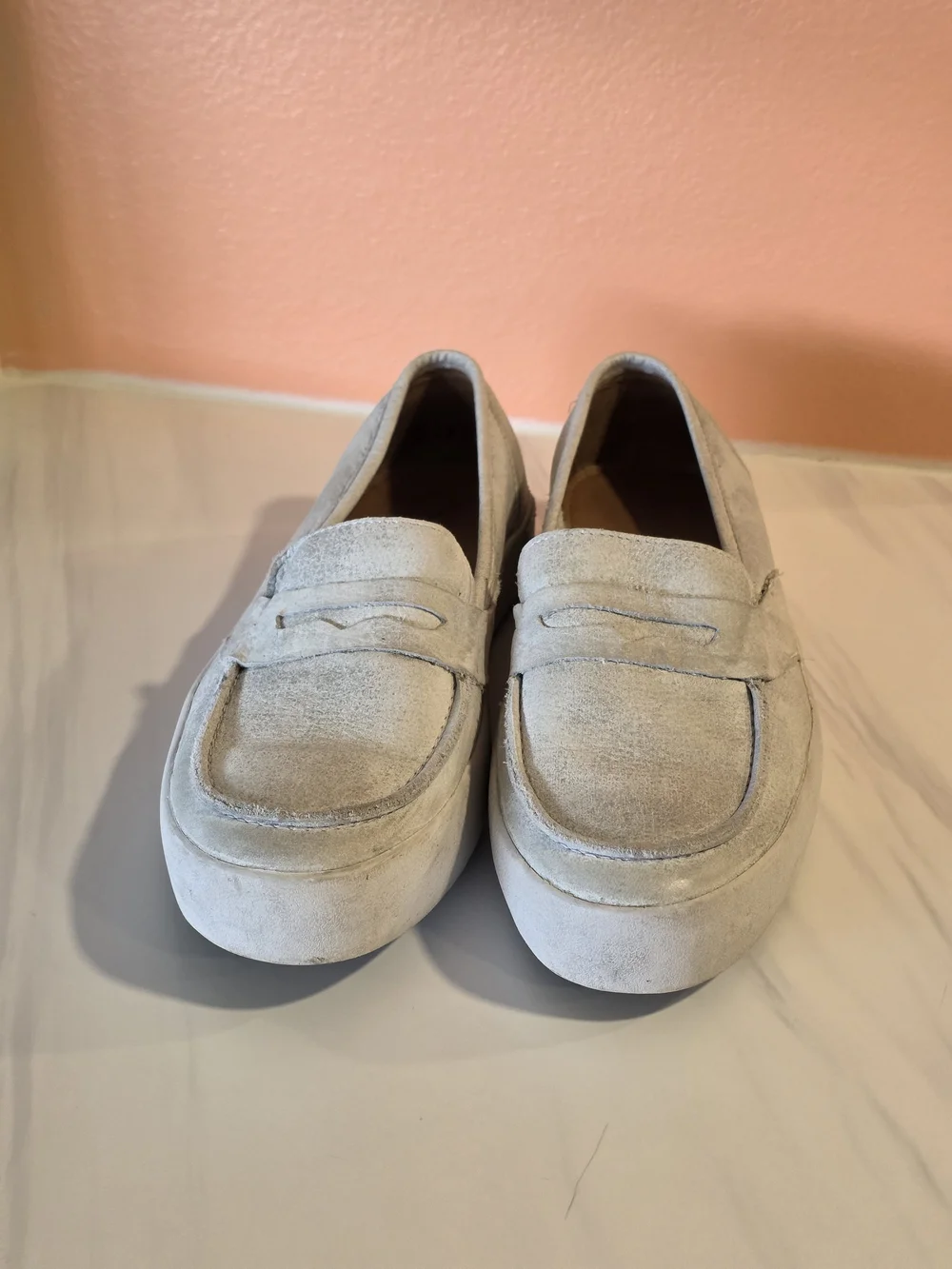 Blackstone JL23 Suede Loafer Sneakers White Gray Soft Leather Comfy Flats